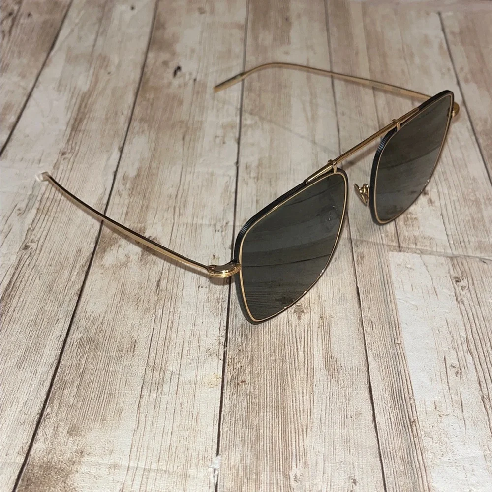 AMAVII VEGA 18K Gold Aerospace Titanium Frame Green Lens Square Aviator 56-20
